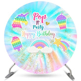 Lofaris Circle Colorful Rainbow Pop It Birthday Party Backdrop